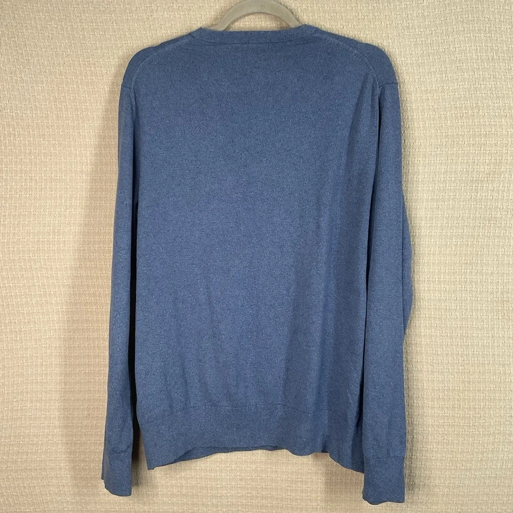 Banana Republic Mens Large Blue V-Neck Luxury Blend Sweater Cashmere Silk Cotton